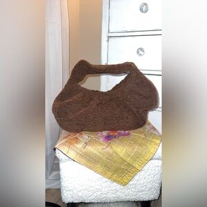 Topshop Textured Brown Hobo Bag